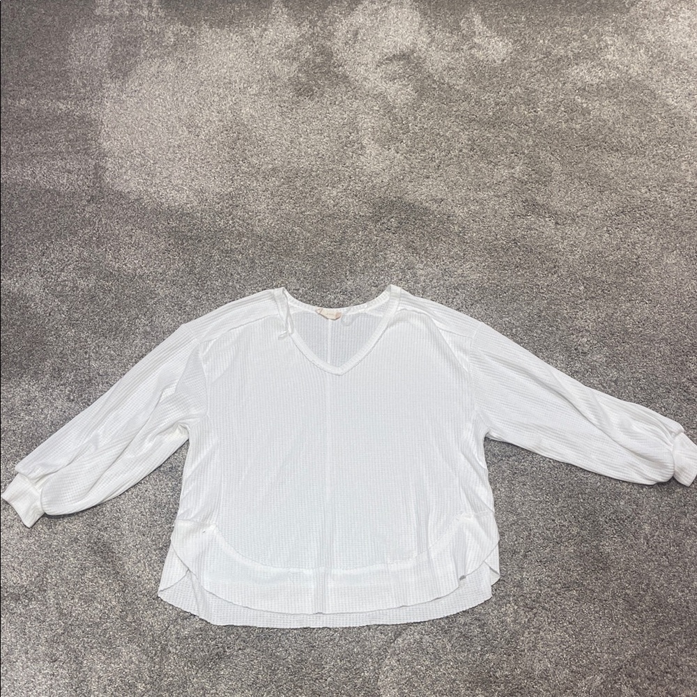 Altar'd State White Boxy 3/4 Sleeve Blouse